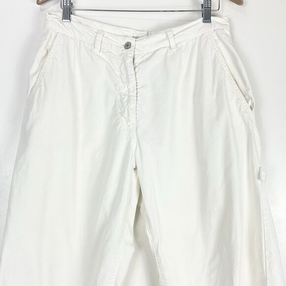 Nili Lotan Shon Pant 27" size 4 Off White  $375 Wide Bowleg Cropped Barrel Baggy - Picture 2 of 14